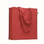 Öko-Baumwolltasche mit langen Henkeln und Bodenfalte, 220 g/m2 farbe rot