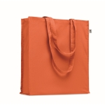 Öko-Baumwolltasche mit langen Henkeln und Bodenfalte, 220 g/m2 farbe orange