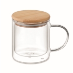 Tasse aus doppelwandigem Borosilikatglas mit Logo, 300ml farbe transparent