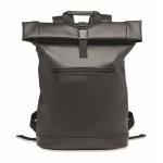 Rolltop-Rucksack für Laptop aus weichem Kunstleder, 15'' farbe schwarz