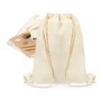 Baumwolltasche mit Schreibset, Farben und Notizbuch farbe beige