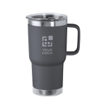 Doppelwandiger Edelstahlbecher mit starrem Griff, 600 ml Ansicht mit Druckbereich