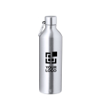 Flasche aus recyceltem Aluminium im matten Finish und Karabiner, 800ml Ansicht mit Druckbereich