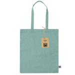 Recycelte Fairtrade-Baumwolltasche mit langen Henkeln, 120 g/m2 farbe grün erste Ansicht