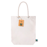 Tasche aus recycelter Fairtrade-Baumwolle mit Kordelgriff, 280 g/m2 farbe natürliche farbe erste Ansicht