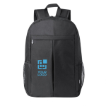 Laptop-Rucksack mit RPET mit seitlichen Netztaschen, 15'' Ansicht mit Druckbereich