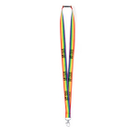 Lanyard aus mehrfarbigem Polyester mit Metallkarabiner Ansicht mit Druckbereich