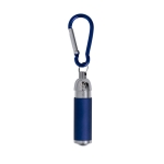 LED-Taschenlampe aus recyceltem Aluminium mit farbigem Karabiner farbe blau erste Ansicht