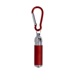 LED-Taschenlampe aus recyceltem Aluminium mit farbigem Karabiner farbe rot erste Ansicht