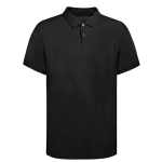 Unisex-Poloshirt aus 100 % gekämmter Baumwolle mit 2 Knöpfen, 220 g/m2 farbe schwarz erste Ansicht