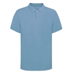 Unisex-Poloshirt aus 100 % gekämmter Baumwolle mit 2 Knöpfen, 220 g/m2 farbe hellblau erste Ansicht