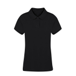 Damen-Poloshirt aus 100 % gekämmter Baumwolle mit 2 Knöpfen, 220 g/m2 farbe schwarz erste Ansicht