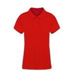 Damen-Poloshirt aus 100 % gekämmter Baumwolle mit 2 Knöpfen, 220 g/m2 farbe rot erste Ansicht