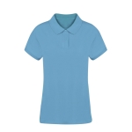 Damen-Poloshirt aus 100 % gekämmter Baumwolle mit 2 Knöpfen, 220 g/m2 farbe hellblau erste Ansicht