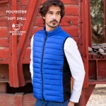 Softshell-Weste aus Polyester mit schwarzem Detail an der Seite farbe blau