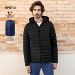 Wasserabweisende Jacke aus 100 % RPET mit verstellbarer Kapuze farbe schwarz