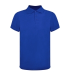 Atmungsaktives technisches Poloshirt aus 100 % Polyester mit 3 Knöpfen farbe blau zweite Ansicht