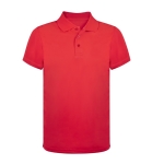 Atmungsaktives technisches Poloshirt aus 100 % Polyester mit 3 Knöpfen farbe rot erste Ansicht