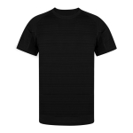 Technisches Unisex-T-Shirt aus 100 % Polyester mit Streifen, 135 g/m2 farbe schwarz erste Ansicht