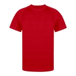 Technisches Unisex-T-Shirt aus 100 % Polyester mit Streifen, 135 g/m2 farbe rot erste Ansicht