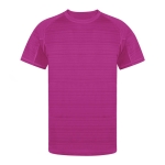 Technisches Unisex-T-Shirt aus 100 % Polyester mit Streifen, 135 g/m2 farbe pink erste Ansicht