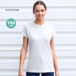 Weißes Damen-T-Shirt mit Rundhalsausschnitt, 100 % Baumwolle, 160 g/m2 farbe weiß