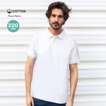 Weißes Poloshirt aus 100 % Baumwolle mit 2 passenden Knöpfen, 220 g/m2 farbe weiß