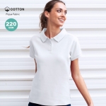 Weißes Poloshirt für Damen aus 100 % Baumwolle mit 2 Knöpfen, 220 g/m2 farbe weiß