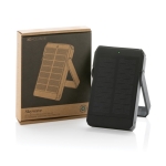 Powerbank aus recyceltem Kunststoff mit Solarladepanel, 5.000 mAh farbe schwarz Ansicht mit Box