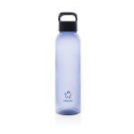 Flasche aus RPET mit Schraubverschluss, 650 ml farbe marineblau Ansicht mit Logo