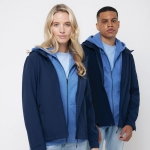 Herren Softshell-Jacke Casual Fit mit Logo bedrucken, Iqoniq, 300 g/m2 farbe marineblau Ansicht mit Druckbereich