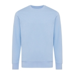 Unisex Pullover aus recycelter Baumwolle Slim Fit, Iqoniq, 280 g/m2 farbe cyan-blau Ansicht mit Druckbereich