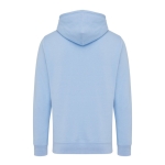 Unisex Sweatshirt aus recycelter Baumwolle Slim Fit, Iqoniq, 280 g/m2 farbe cyan-blau Ansicht mit Logo