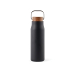 Flasche aus recyceltem Edelstahl mit Holzdeckel und Griff, 300 ml farbe schwarz