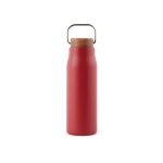 Flasche aus recyceltem Edelstahl mit Holzdeckel und Griff, 300 ml farbe rot