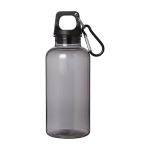 Transparente Flasche aus recyceltem Kunststoff mit Karabiner 400 ml farbe schwarz zweite Vorderansicht