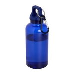 Transparente Flasche aus recyceltem Kunststoff mit Karabiner 400 ml farbe blau