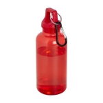 Transparente Flasche aus recyceltem Kunststoff mit Karabiner 400 ml farbe rot