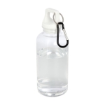 Transparente Flasche aus recyceltem Kunststoff mit Karabiner 400 ml farbe weiß