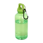 Transparente Flasche aus recyceltem Kunststoff mit Karabiner 400 ml farbe grün