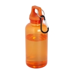 Transparente Flasche aus recyceltem Kunststoff mit Karabiner 400 ml farbe orange