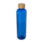 Transparente Flasche aus recyceltem Kunststoff mit Bambusdeckel, 1 L farbe blau