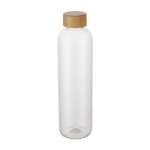 Transparente Flasche aus recyceltem Kunststoff mit Bambusdeckel, 1 L farbe transparent