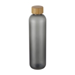 Transparente Flasche aus recyceltem Kunststoff mit Bambusdeckel, 1 L farbe grau-transparent