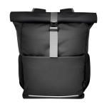 Roll-up Rucksack für PC aus recyceltem Polyester, wasserdicht, 15” farbe schwarz zweite Ansicht