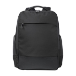 Wasserabweisender Laptop-Rucksack aus recyceltem Polyester, 15,6” farbe schwarz zweite Vorderansicht