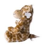 Plüschgiraffe mit gestickten Augen und bedruckbarem Etikett farbe orange erste Ansicht