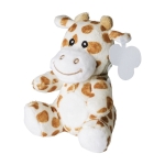 Kleine Plüschgiraffe mit aufgenähten Augen und bedruckbarem Etikett farbe mehrfarbig erste Ansicht