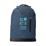 Diebstahlsicherer Laptop-Rucksack aus RPETmit Trolley-Gurt, 15” farbe blau Ansicht mit Druckbereich