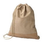 Einkaufstaschen mit Kordelzug aus RPET und Kork mit Vordertasche farbe khaki 41603.75